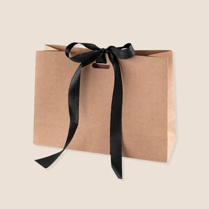 EgotierPro 52548 - Kraft Cardboard Presentation Bag with Ribbon KAVAI