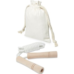 GiftRetail 127020 - Denise wooden skipping rope in cotton pouch