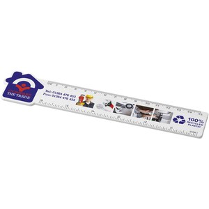 GiftRetail 210458 - Tait 15 cm house-shaped recycled plastic ruler